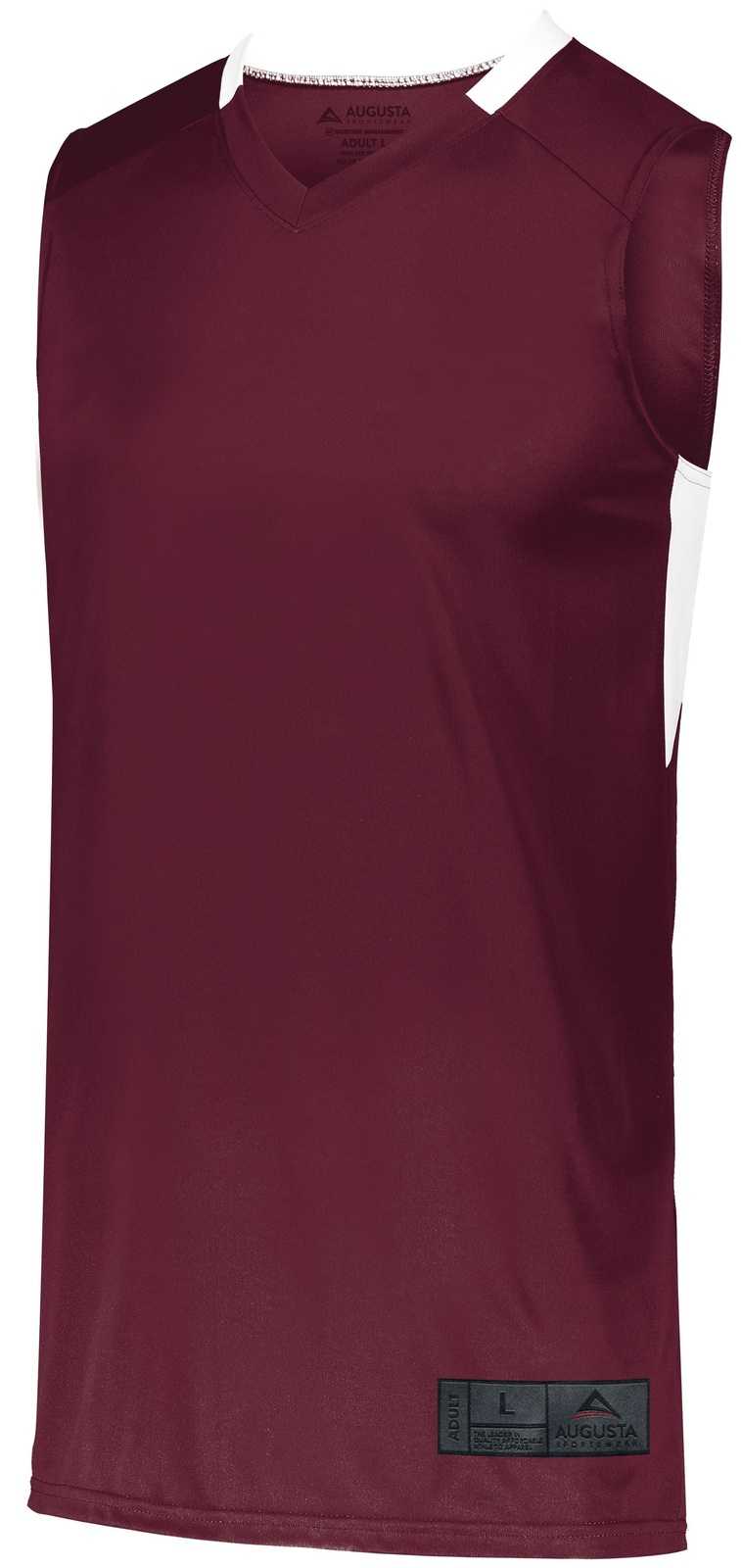 Augusta 1730 Step-Back Basketball Jersey - Maroon White - HIT a Double