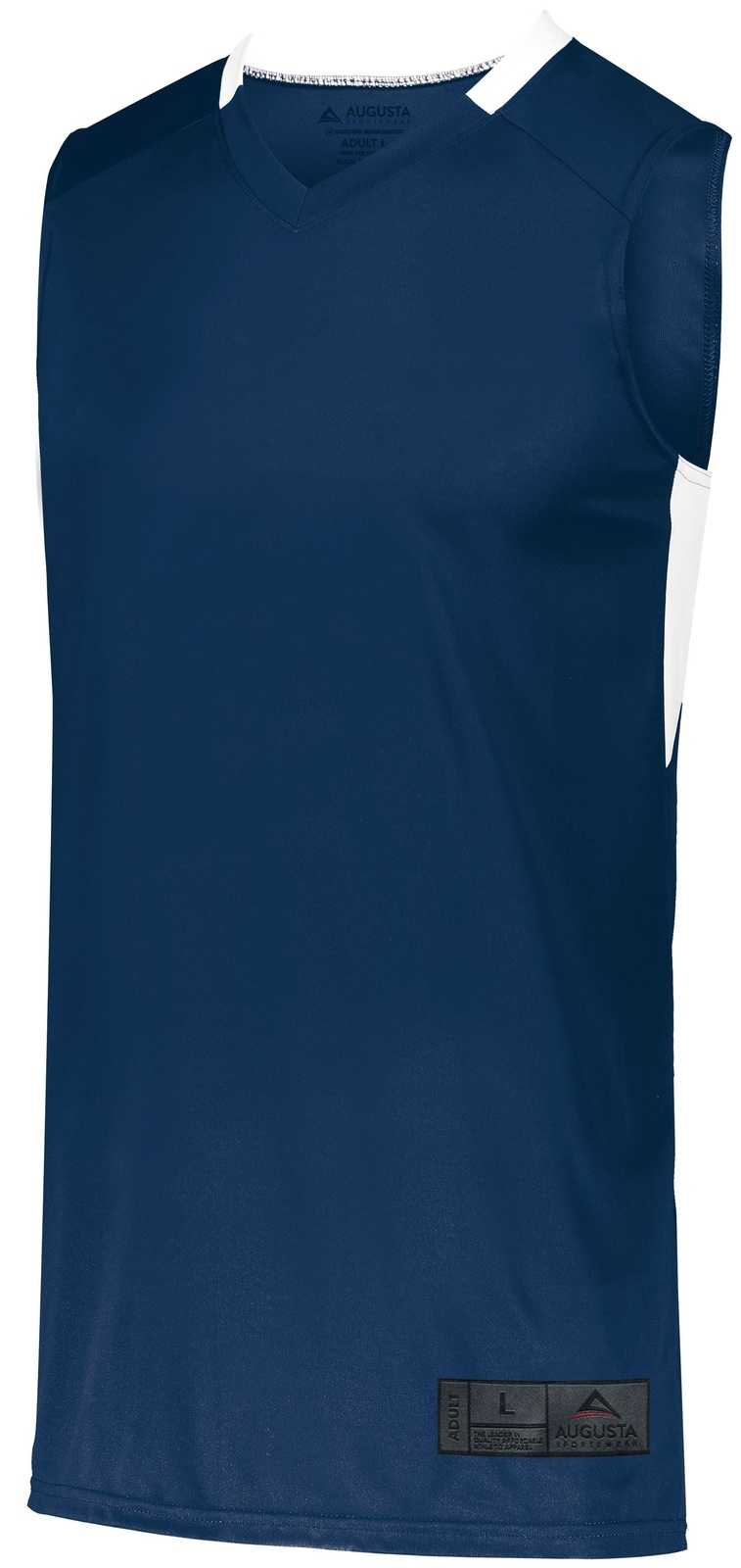 Augusta 1730 Step-Back Basketball Jersey - Navy White - HIT a Double
