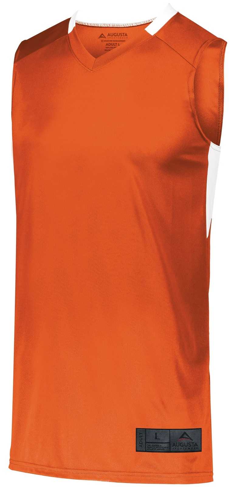 Augusta 1730 Step-Back Basketball Jersey - Orange White - HIT a Double
