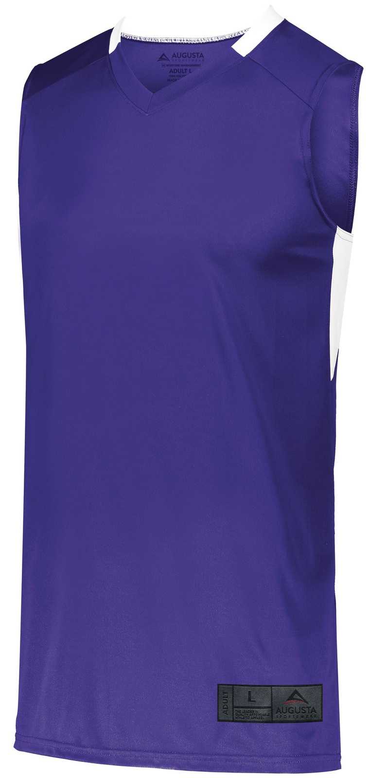 Augusta 1730 Step-Back Basketball Jersey - Purple White - HIT a Double
