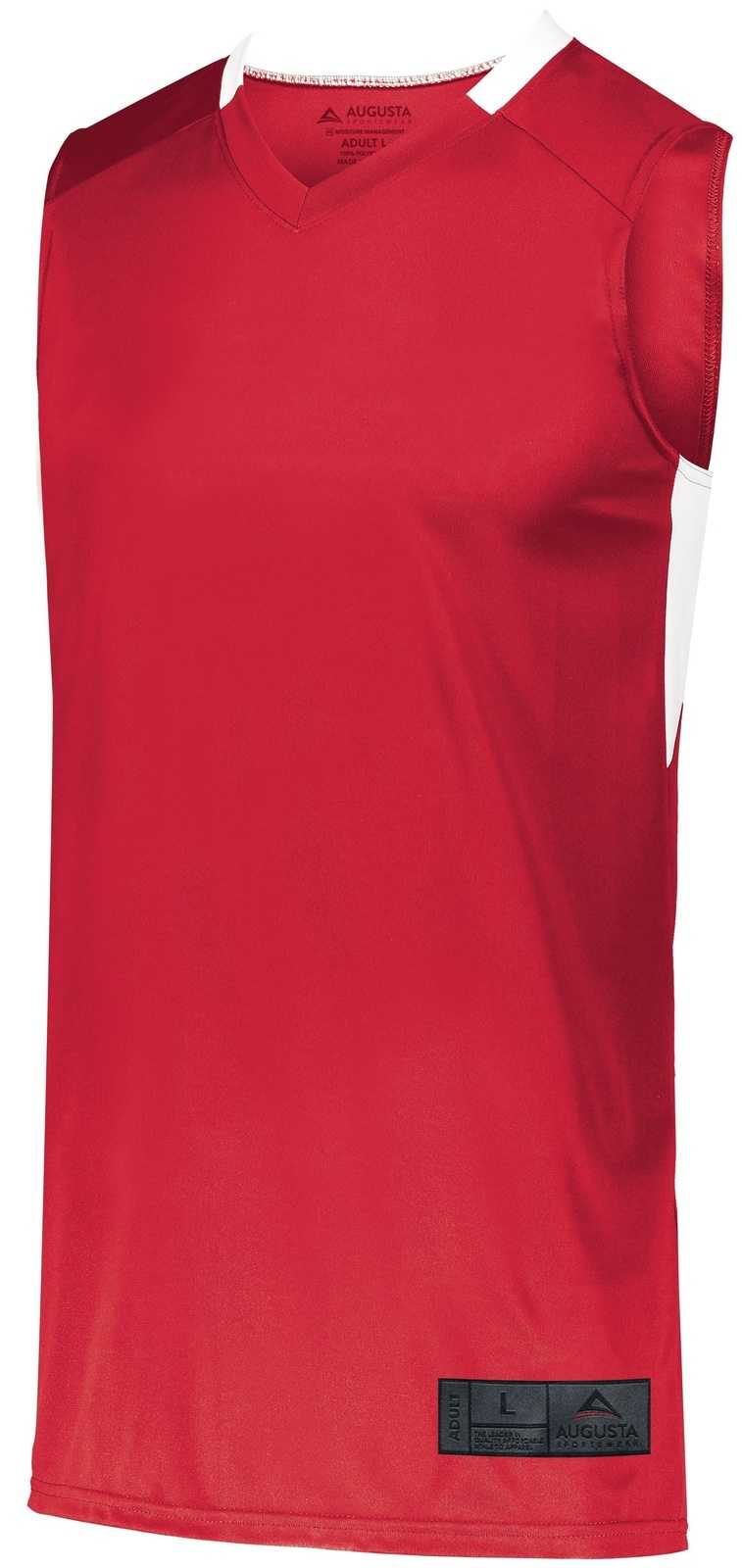 Augusta 1730 Step-Back Basketball Jersey - Red White - HIT a Double