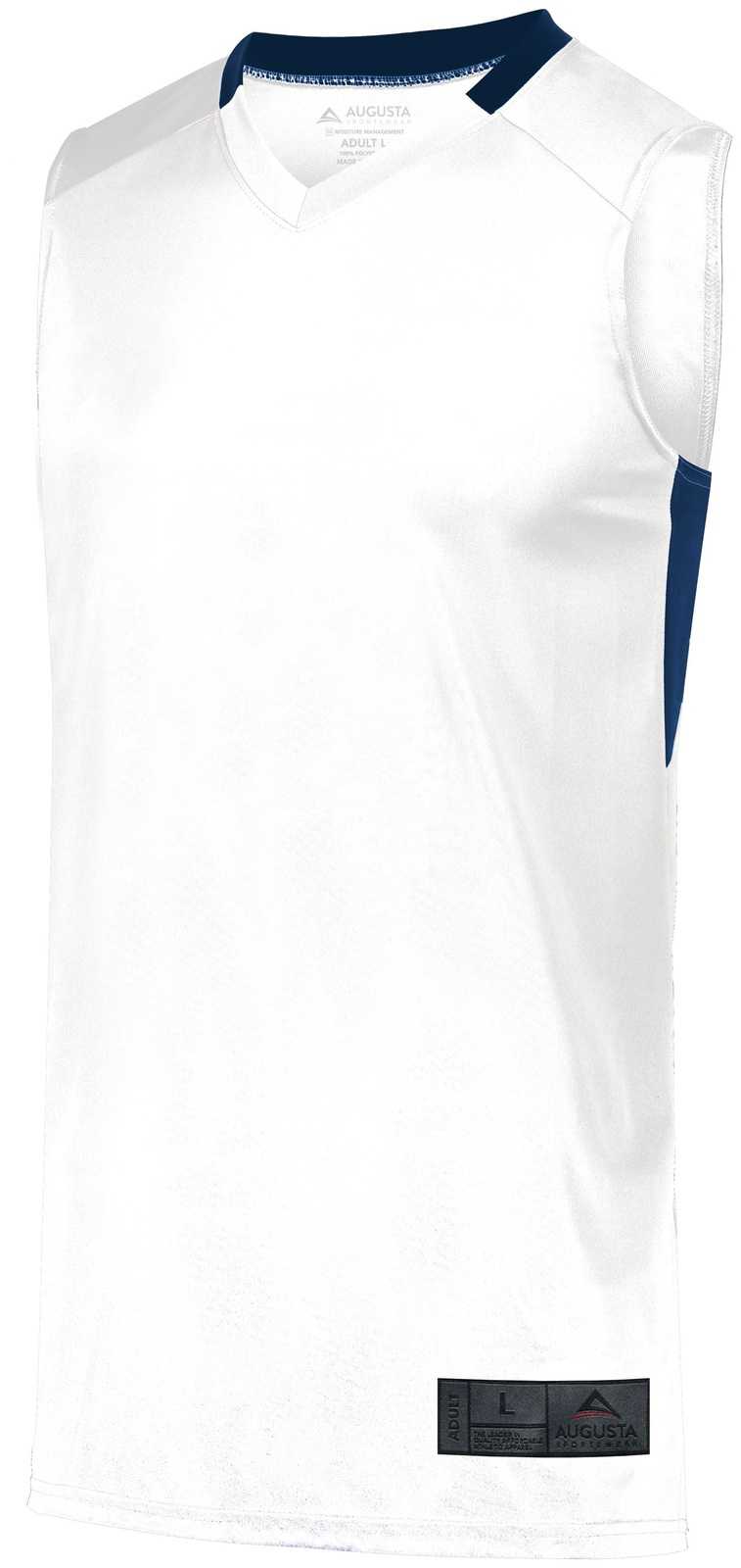 Augusta 1730 Step-Back Basketball Jersey - White Navy - HIT a Double