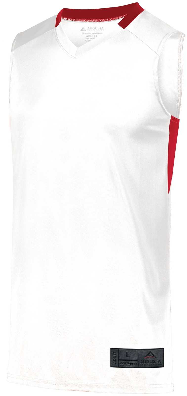 Augusta 1730 Step-Back Basketball Jersey - White Red - HIT a Double