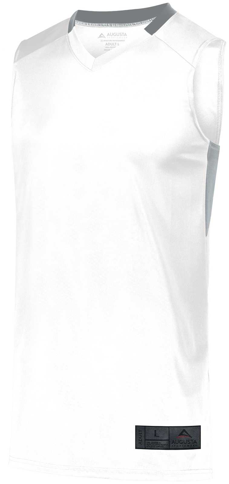 Augusta 1730 Step-Back Basketball Jersey - White Silver - HIT a Double