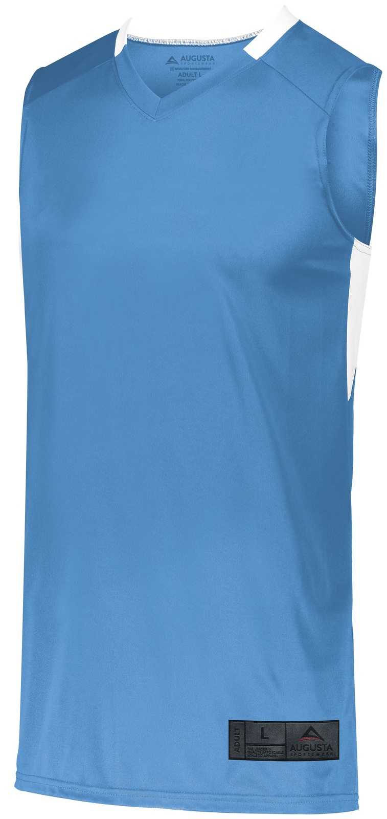 Augusta 1731 Youth Step-Back Basketball Jersey - Columbia Blue White - HIT a Double