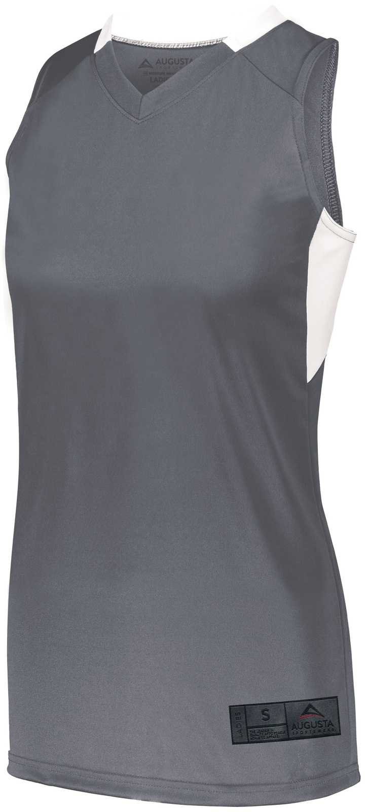Augusta 1732 Ladies Step-Back Basketball Jersey - Graphite White - HIT a Double