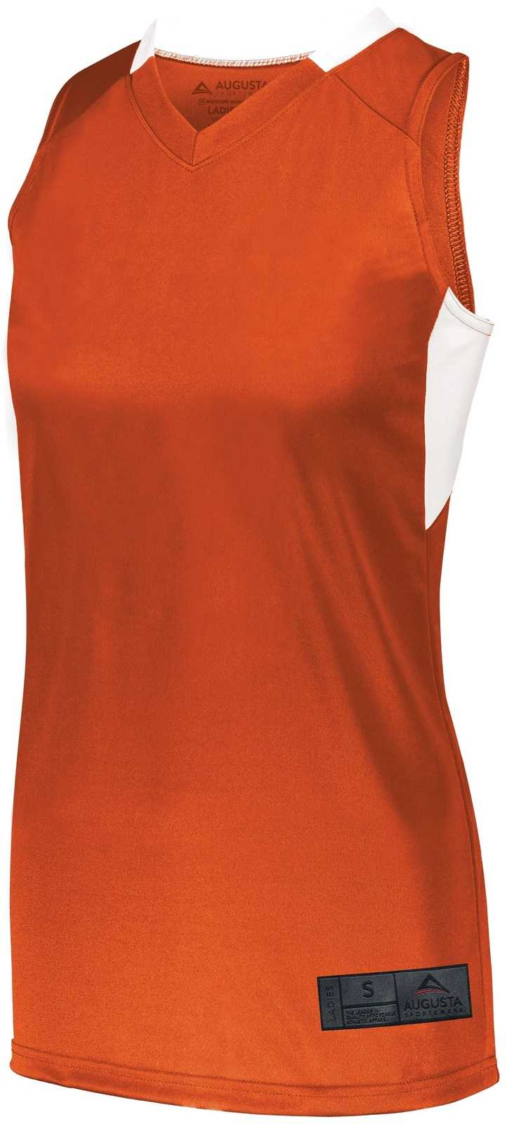 Augusta 1732 Ladies Step-Back Basketball Jersey - Orange White - HIT a Double