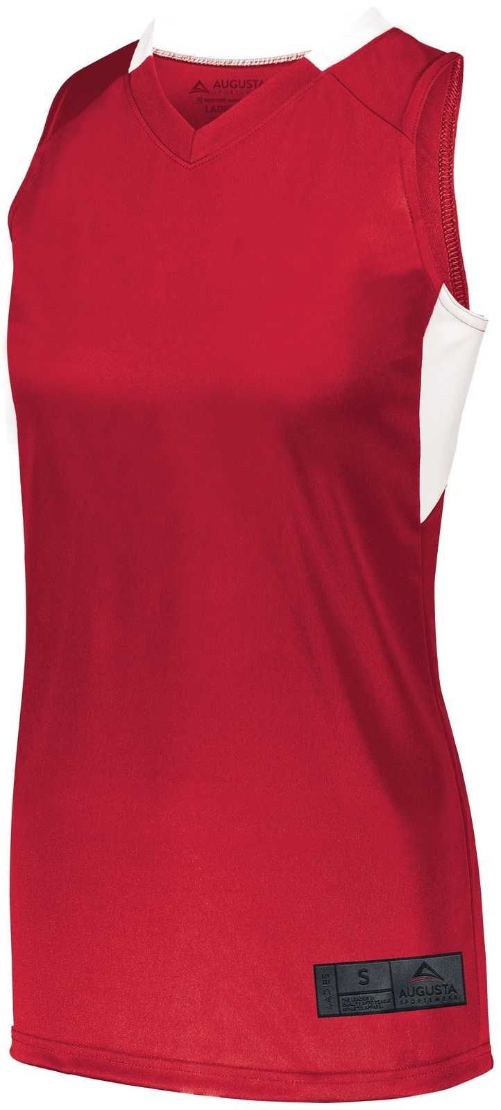 Augusta 1732 Ladies Step-Back Basketball Jersey - Red White - HIT a Double