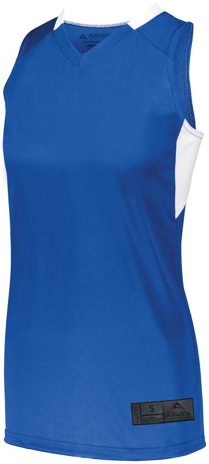 Augusta 1732 Ladies Step-Back Basketball Jersey - Royal White - HIT a Double