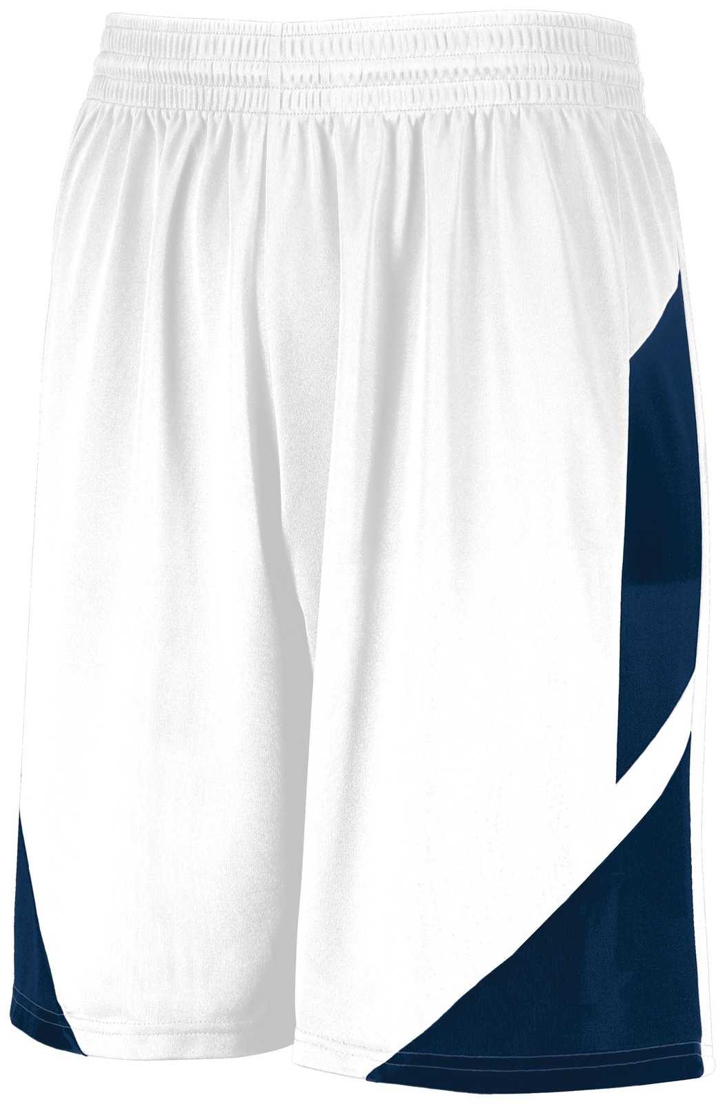 Augusta 1733 Step-Back Basketball Shorts - White Navy - HIT a Double