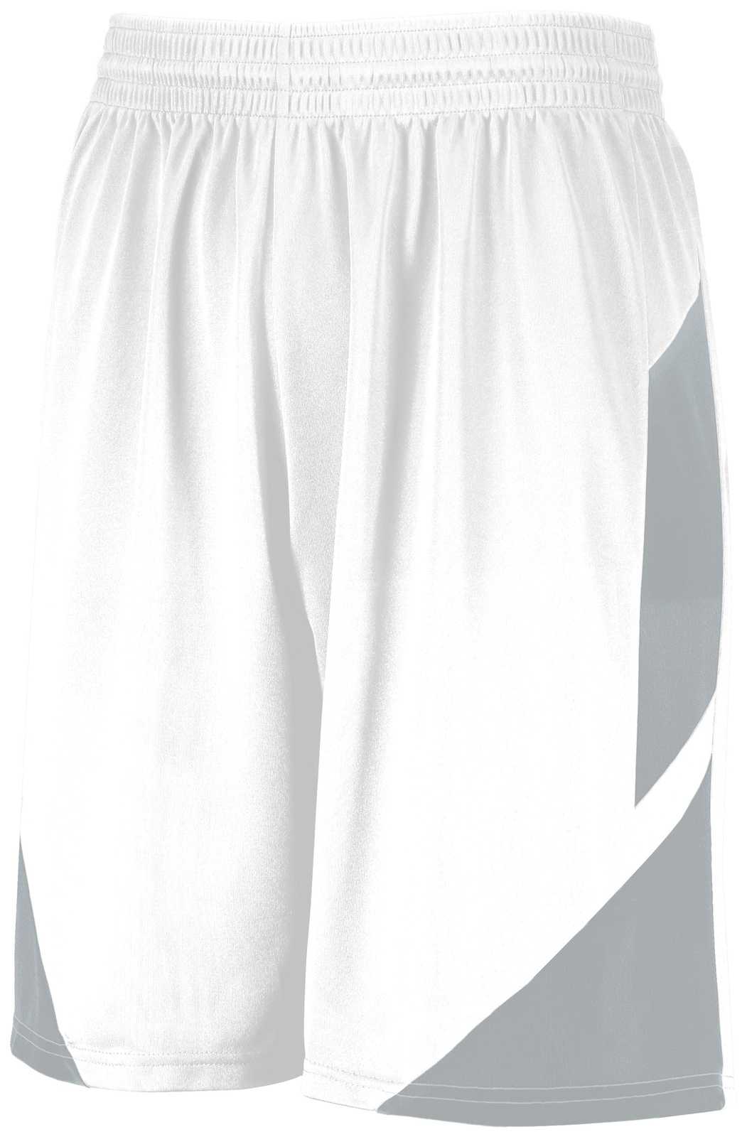 Augusta 1733 Step-Back Basketball Shorts - White Silver - HIT a Double