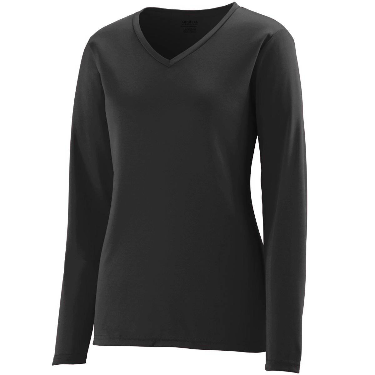 Augusta 1788 Ladies Long Sleeve Wicking T-Shirt - Black - HIT a Double