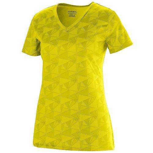 Augusta 1792 Ladies Elevate Wicking T-Shirt - Power Yellow Print - HIT a Double