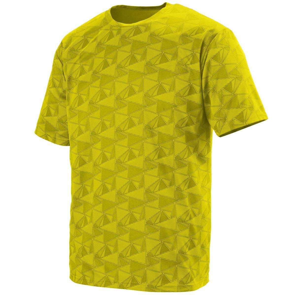 Augusta 1795 Elevate Wicking T-Shirt - Power Yellow Black Print - HIT a Double