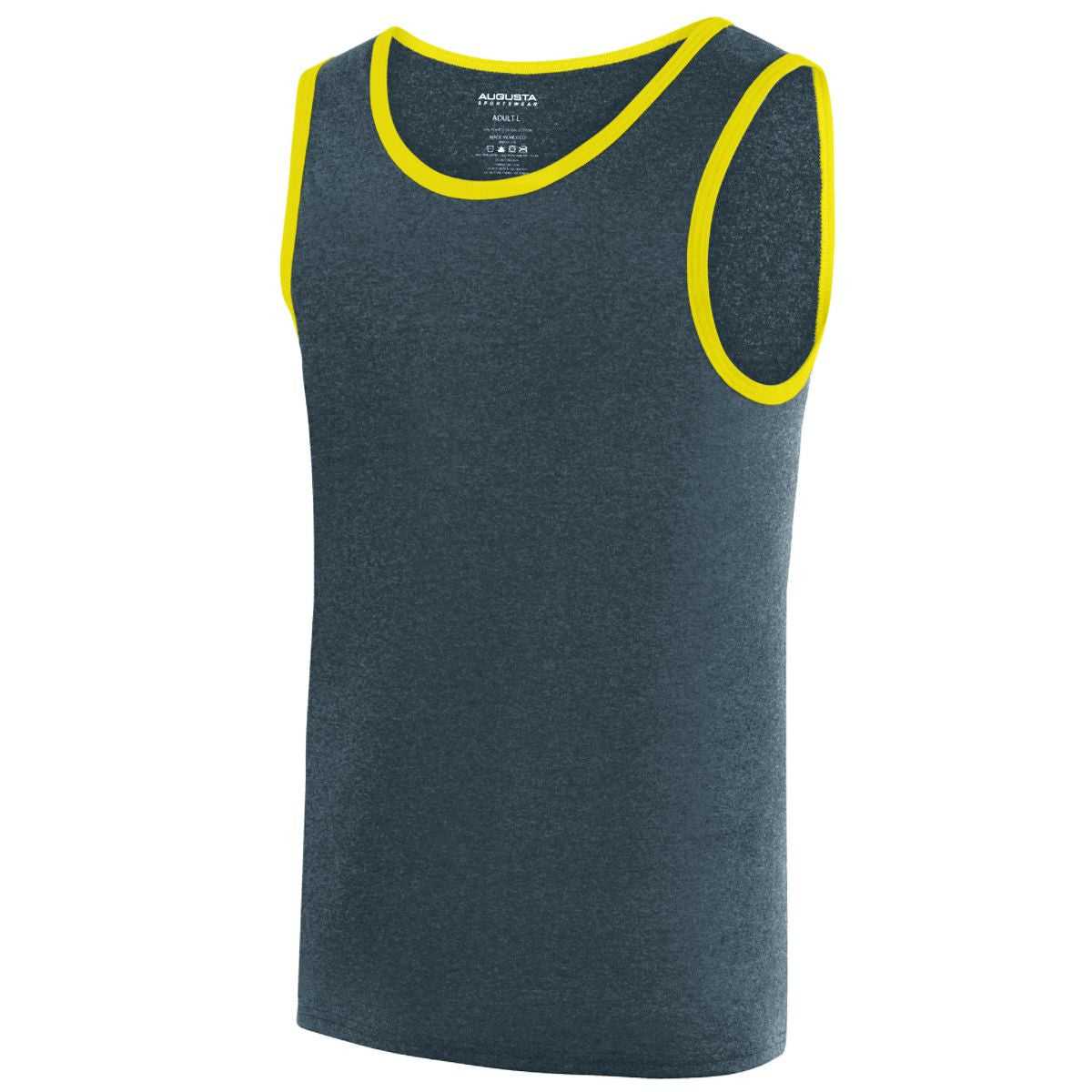 Augusta 182 Ringer Tank - Slate Heather Power Yellow - HIT a Double