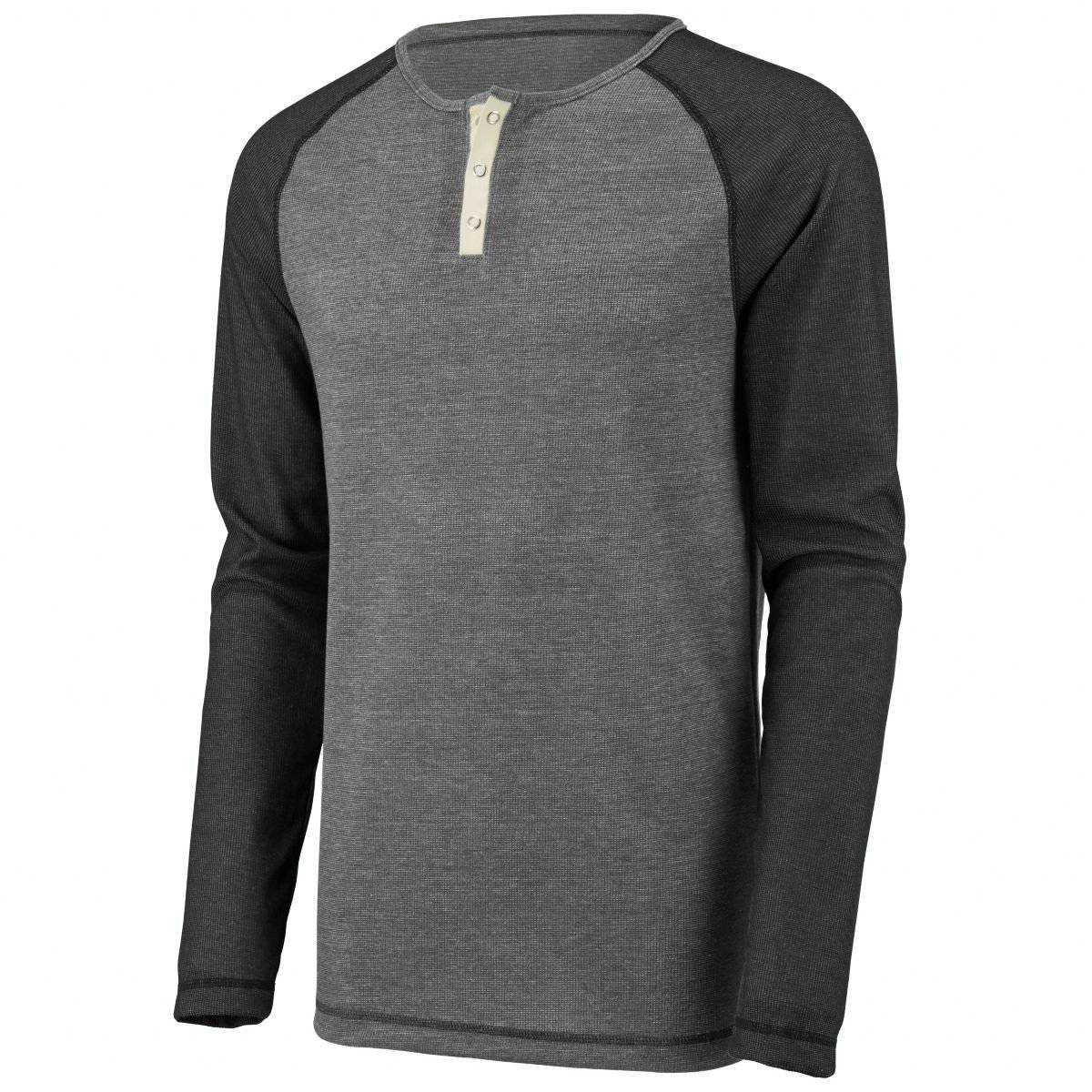 Augusta 2150 Linear Fusion Long Sleeve Henley - Gray - HIT a Double