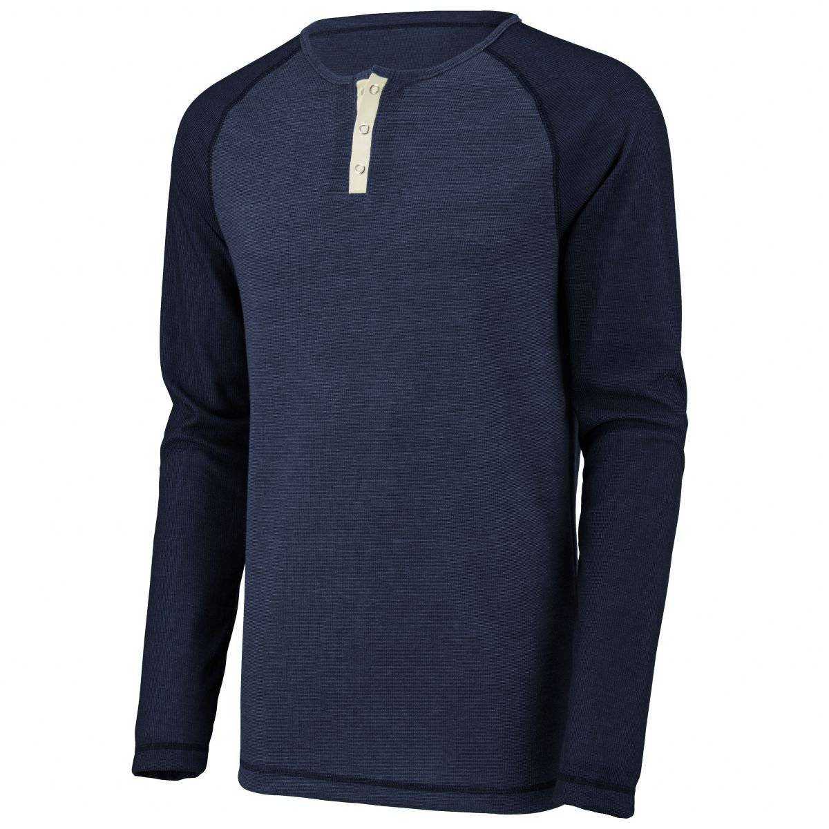 Augusta 2150 Linear Fusion Long Sleeve Henley - Navy - HIT a Double