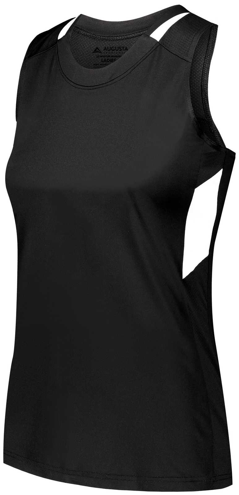 Augusta 2436 Ladies Crossover Tank - Black White - HIT a Double