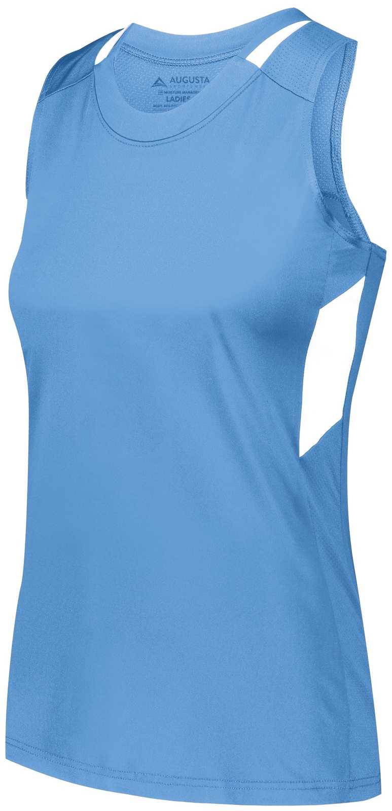 Augusta 2436 Ladies Crossover Tank - Columbia Blue White - HIT a Double