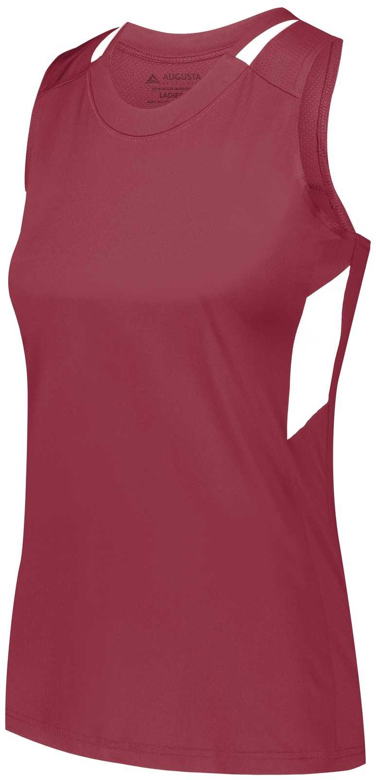 Augusta 2436 Ladies Crossover Tank - Maroon White - HIT a Double