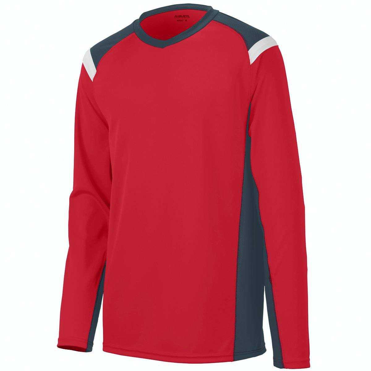 Augusta 2506 Oblique Long Sleeve Jersey - Red Dark Gray White - HIT a Double