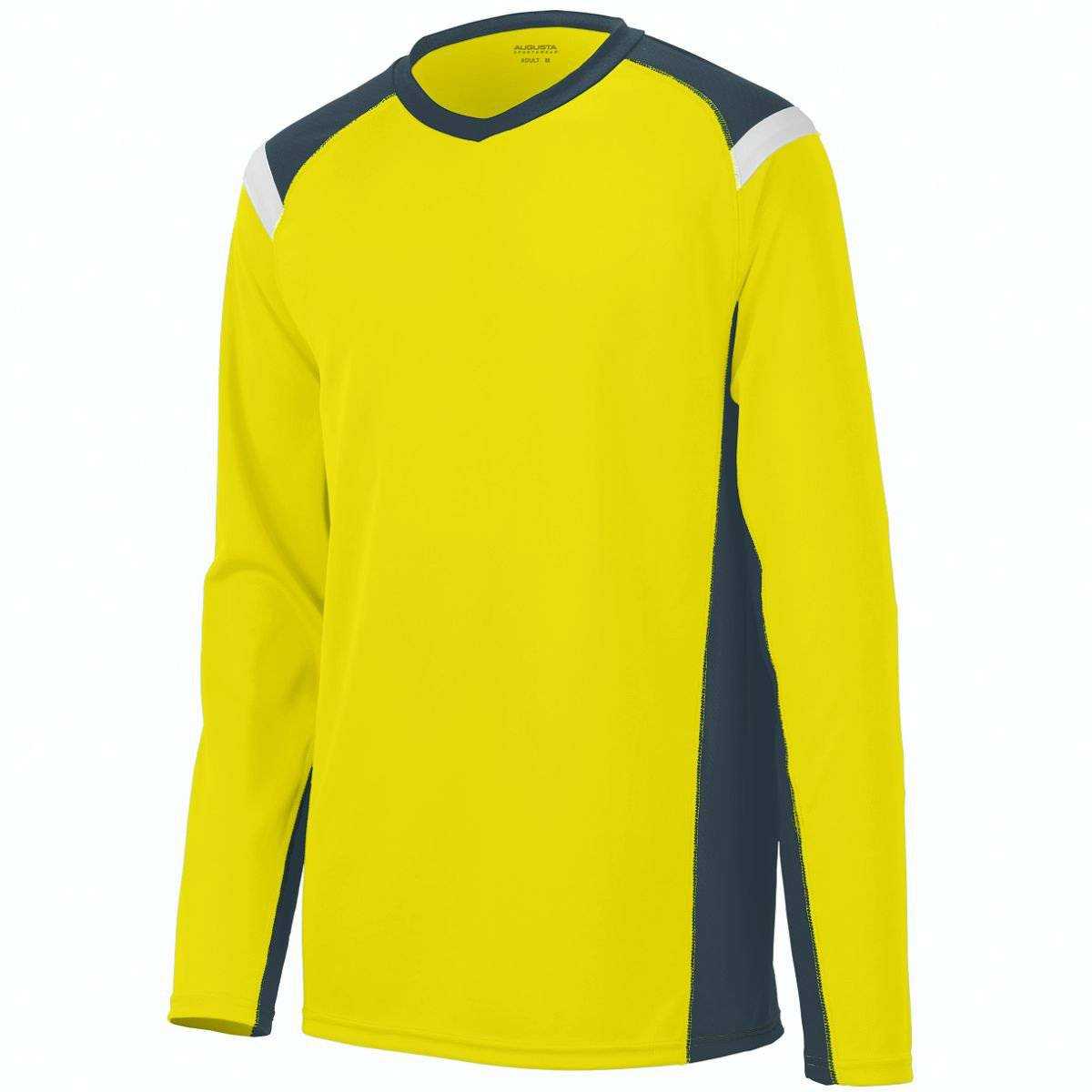 Augusta 2506 Oblique Long Sleeve Jersey - Yellow Dark Gray White - HIT a Double