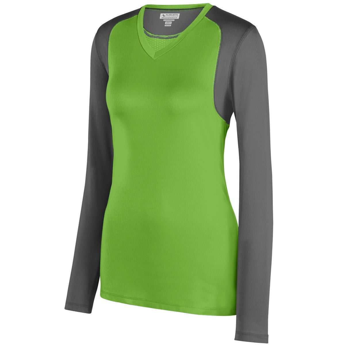 Augusta 2522 Ladies Astonish Long Sleeve Jersey - Lime Graphite - HIT a Double