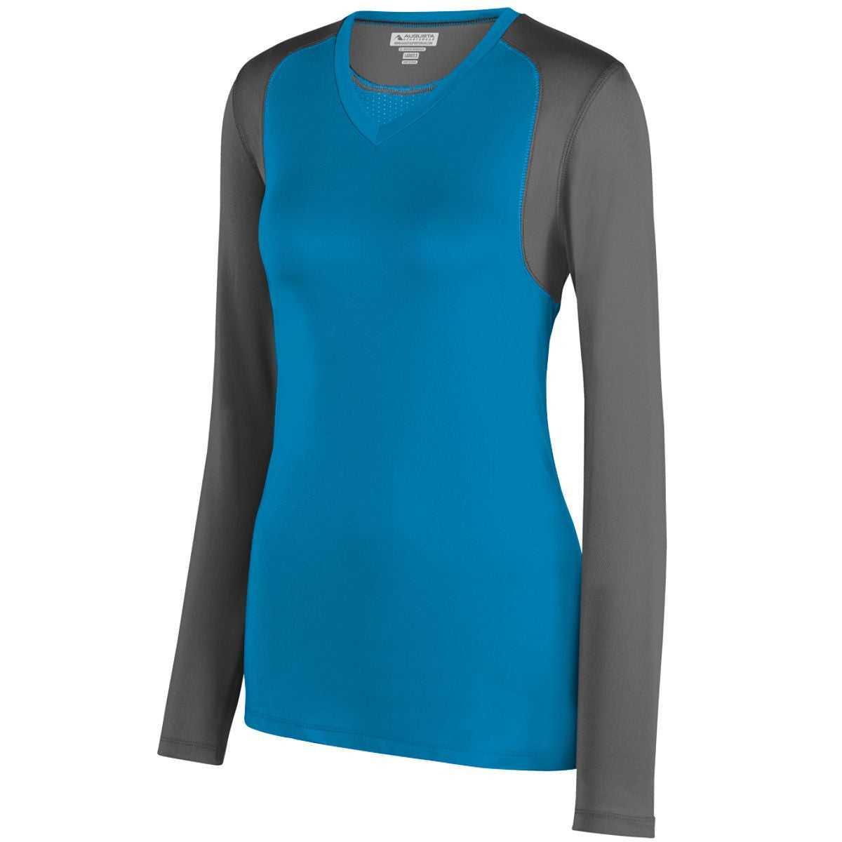 Augusta 2522 Ladies Astonish Long Sleeve Jersey - Power Blue Graphite - HIT a Double