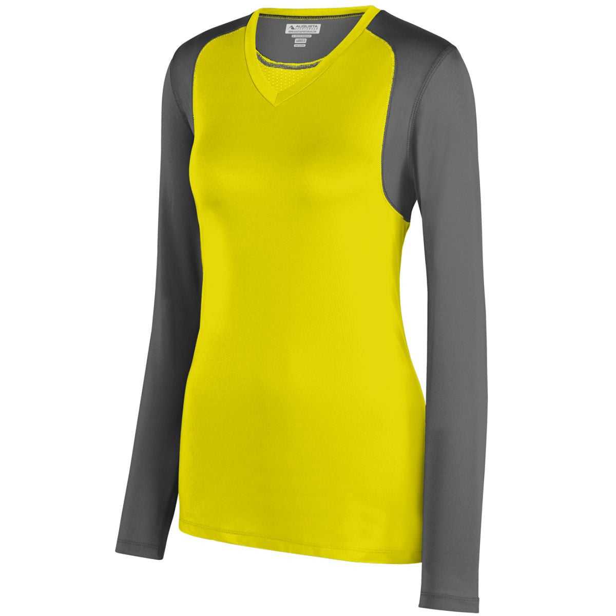 Augusta 2522 Ladies Astonish Long Sleeve Jersey - Power Yellow Graphite - HIT a Double
