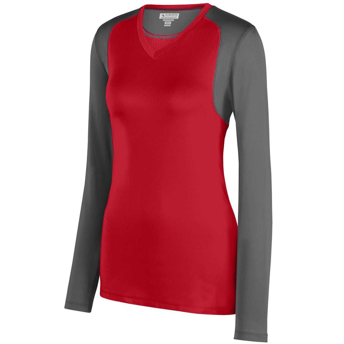 Augusta 2522 Ladies Astonish Long Sleeve Jersey - Red Graphite - HIT a Double