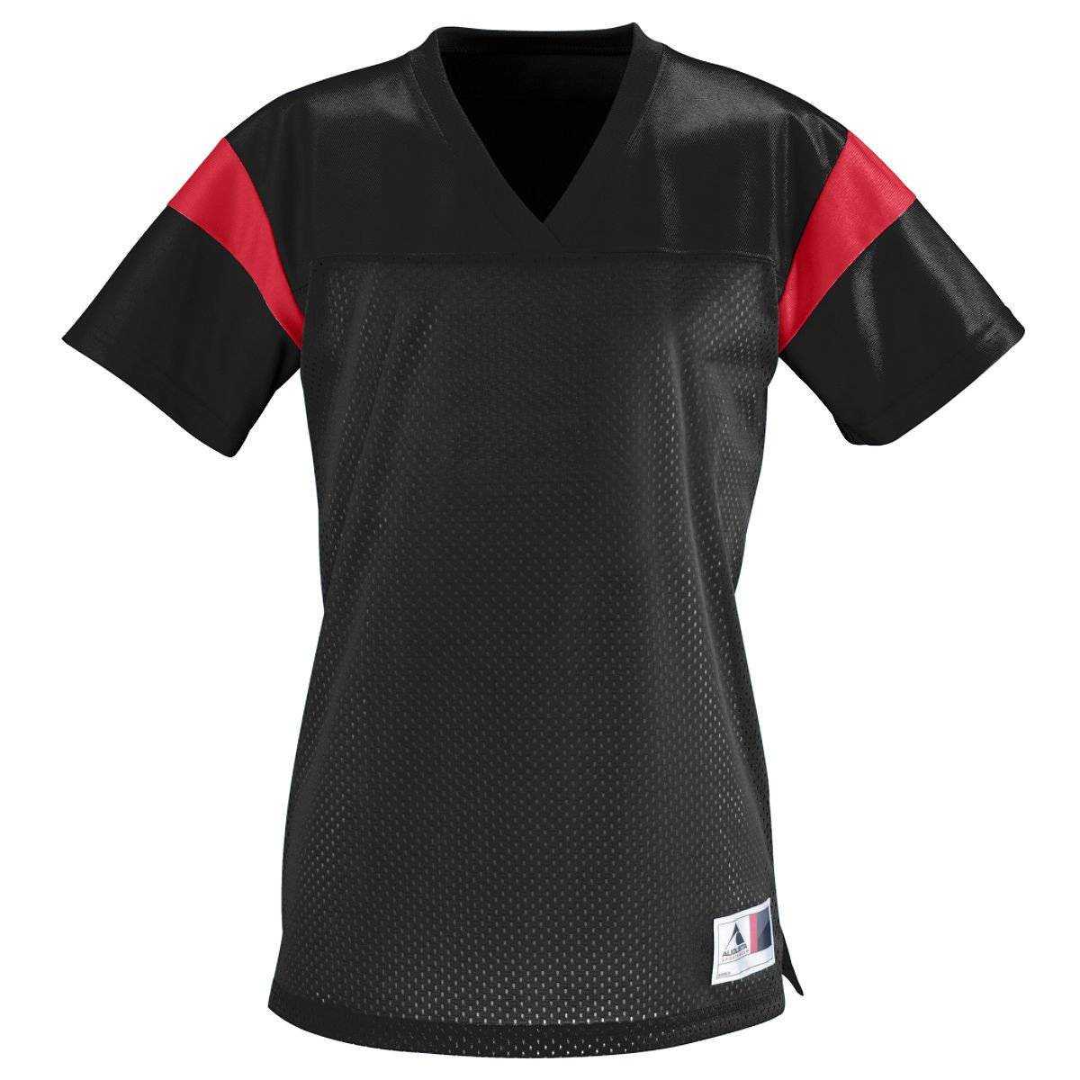 Augusta 252 Ladies Junior Fit Pep Rally Replica Tee - Black Red - HIT a Double
