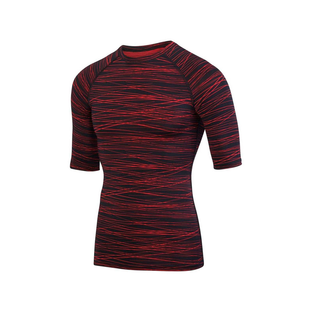 Augusta 2606 Hyperform Compression Half Sleeve Shirt - Black Red Print - HIT a Double