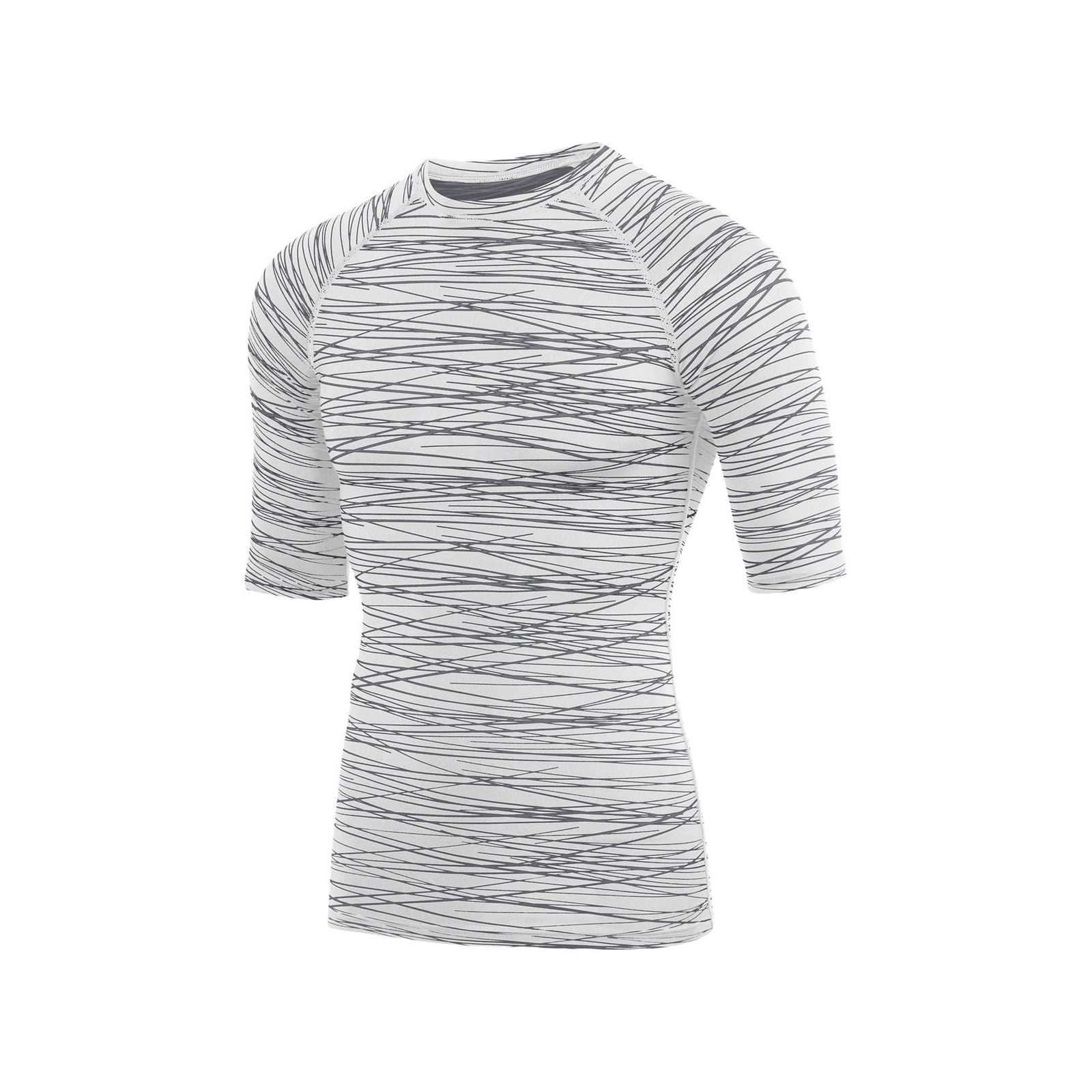 Augusta 2606 Hyperform Compression Half Sleeve Shirt - White Graphite Print - HIT a Double