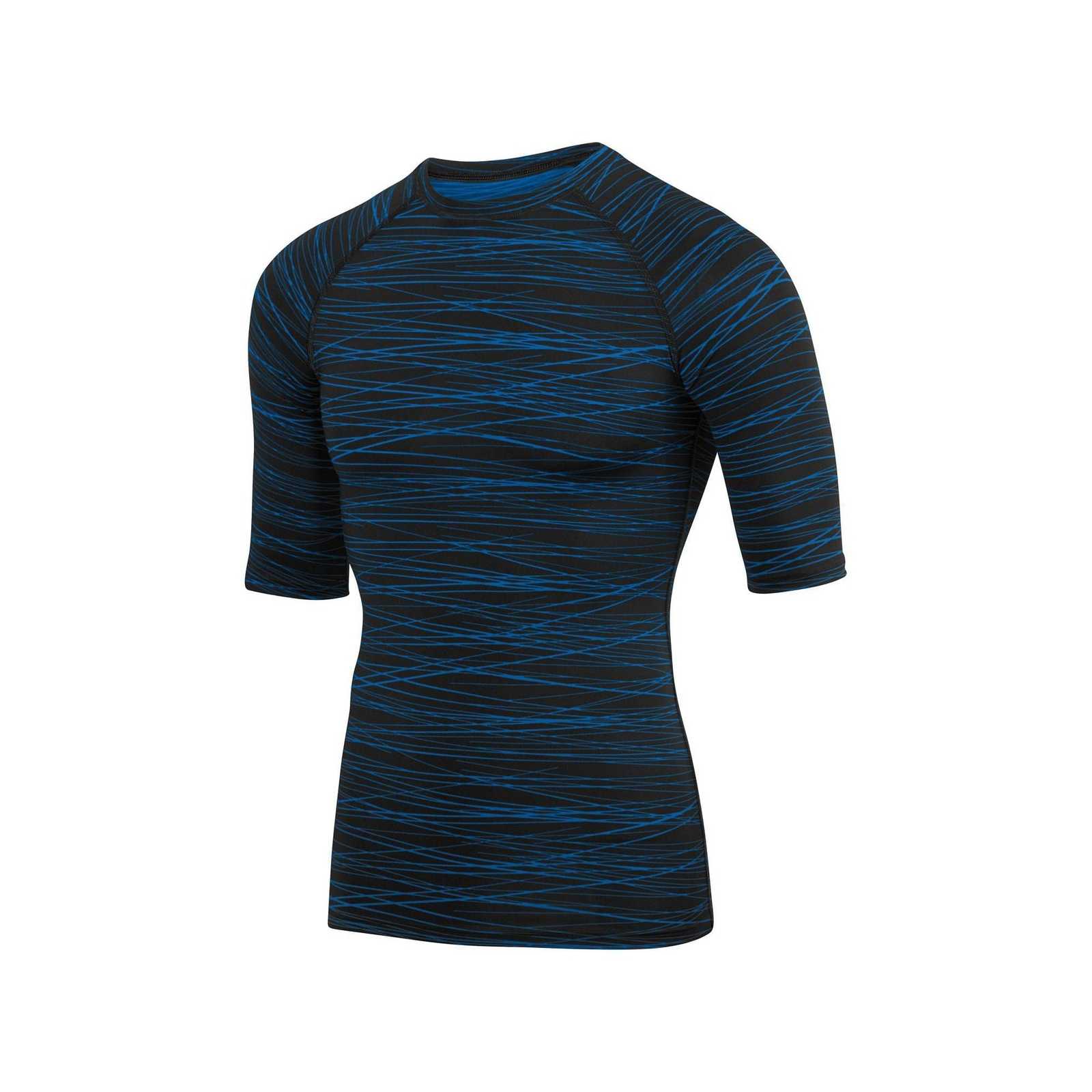 Augusta 2607 Youth Hyperform Compression Half Sleeve Shirt - Black Royal Print - HIT a Double