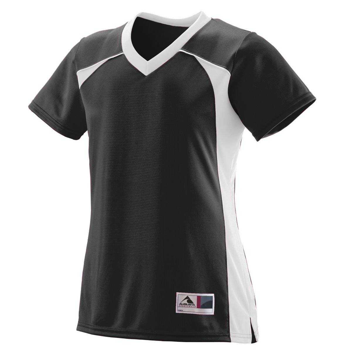 Augusta 263 Girls Victor Replica Jersey - Black White - HIT a Double