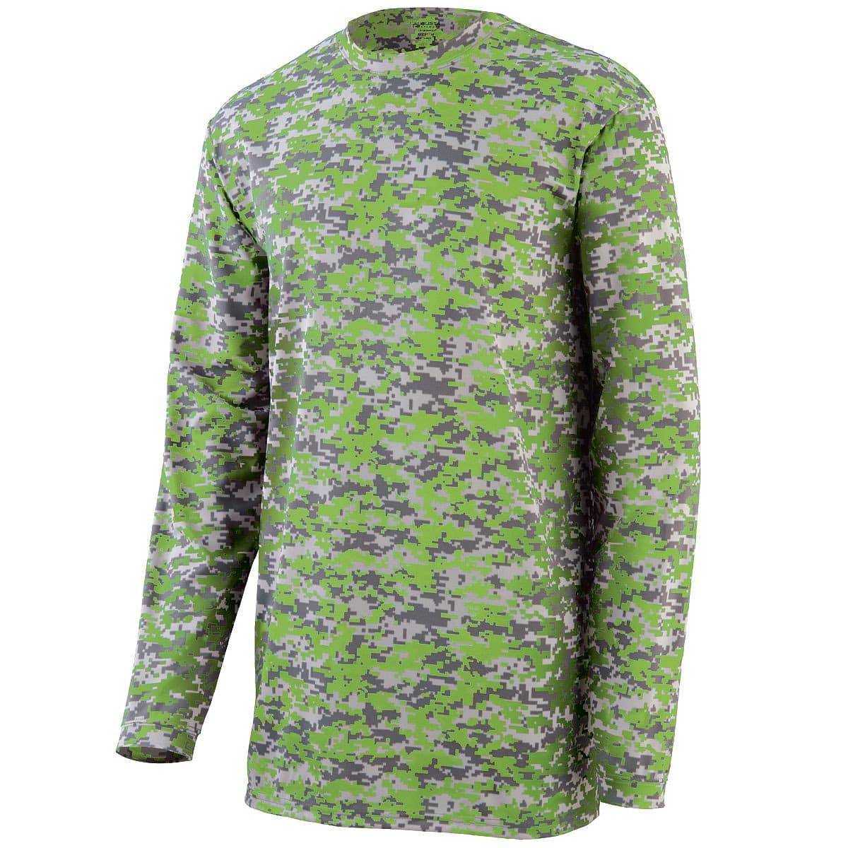 Augusta 2789 Camo Wicking Long Sleeve T-Shirt Youth - Lime Camo - HIT a Double