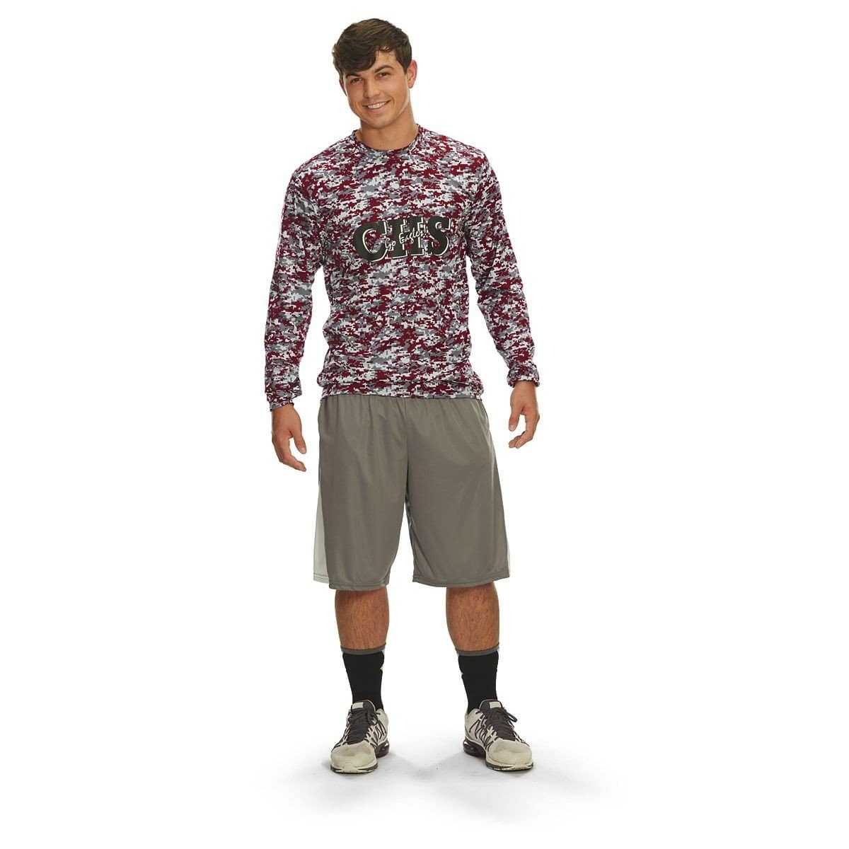 Augusta 2789 Camo Wicking Long Sleeve T-Shirt Youth - Maroon Camo - HIT a Double
