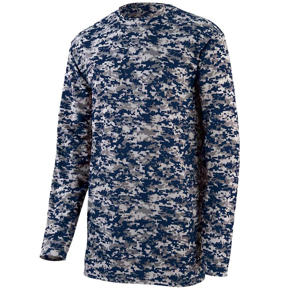 Augusta 2789 Camo Wicking Long Sleeve T-Shirt Youth - Navy Camo - HIT a Double