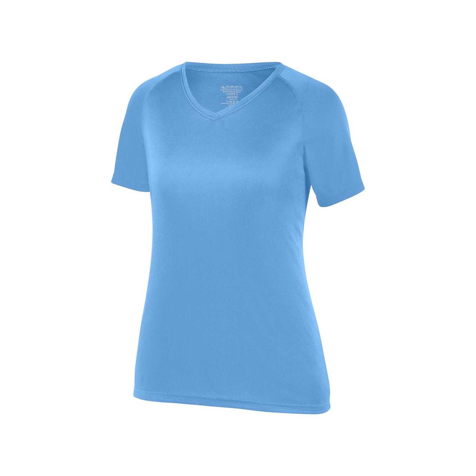 Augusta 2792 Ladies Attain Wicking Shirt - Columbia Blue - HIT a Double