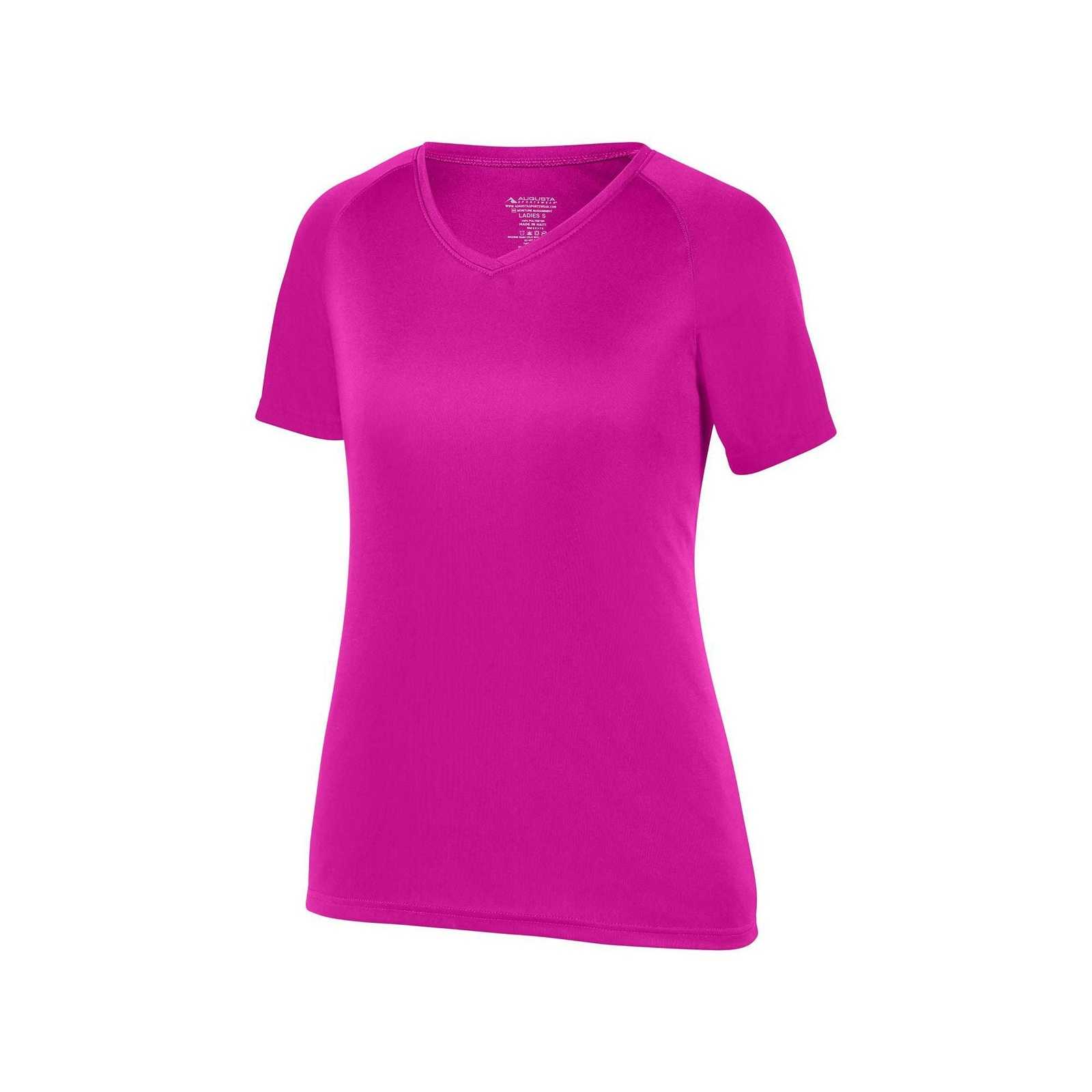 Augusta 2792 Ladies Attain Wicking Shirt - Power Pink - HIT a Double