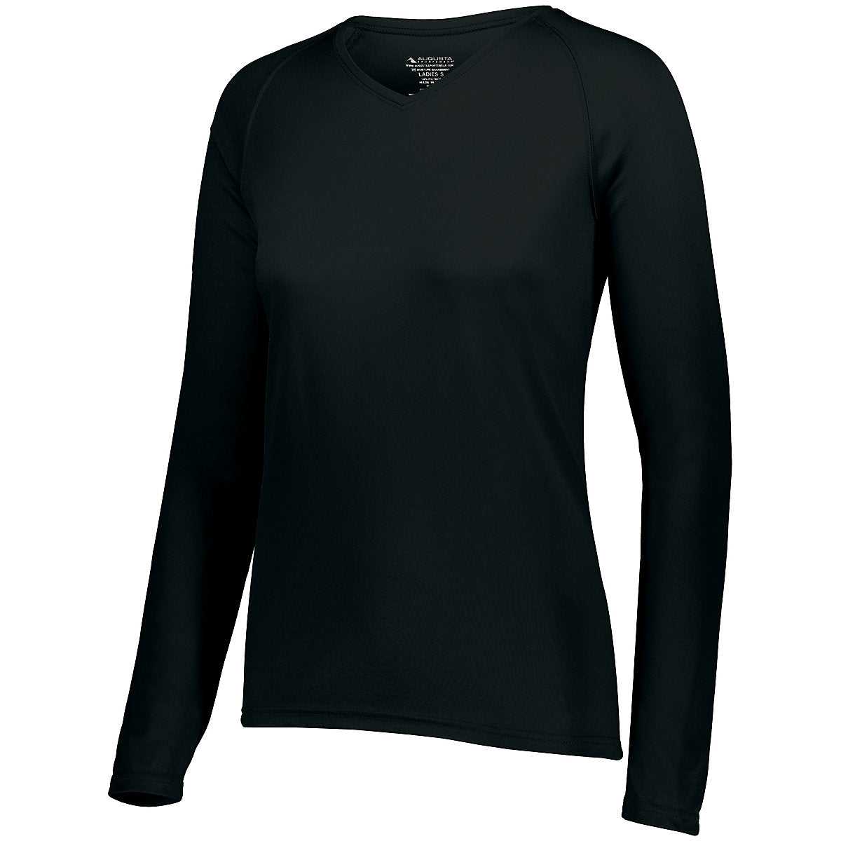 Augusta 2797 Ladies Attain Wicking Long Sleeve Shirt - Black - HIT a Double