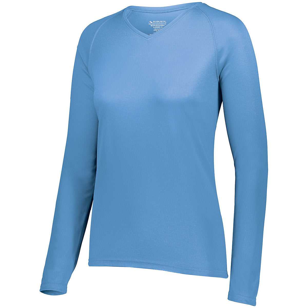 Augusta 2797 Ladies Attain Wicking Long Sleeve Shirt - Columbia Blue - HIT a Double