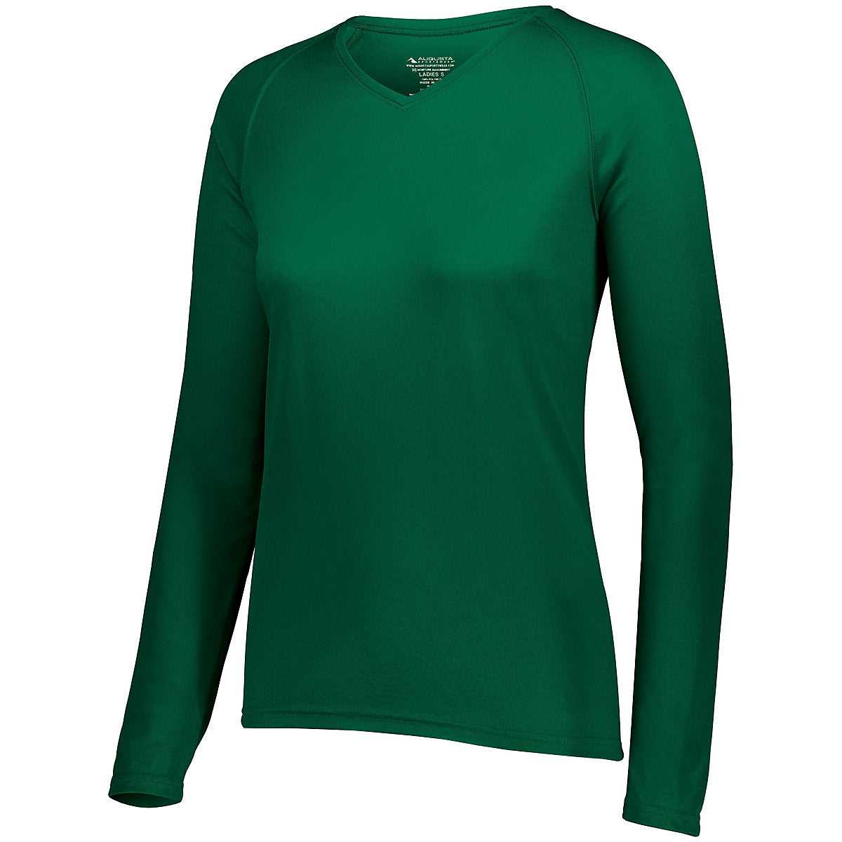 Augusta 2797 Ladies Attain Wicking Long Sleeve Shirt - Dark Green - HIT a Double