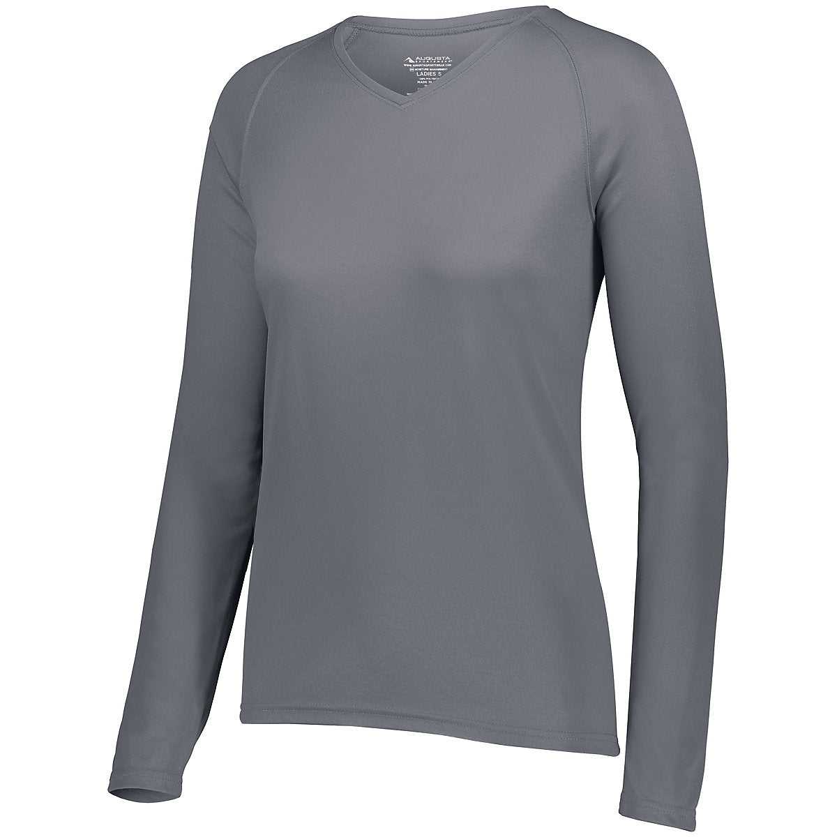 Augusta 2797 Ladies Attain Wicking Long Sleeve Shirt - Graphite - HIT a Double