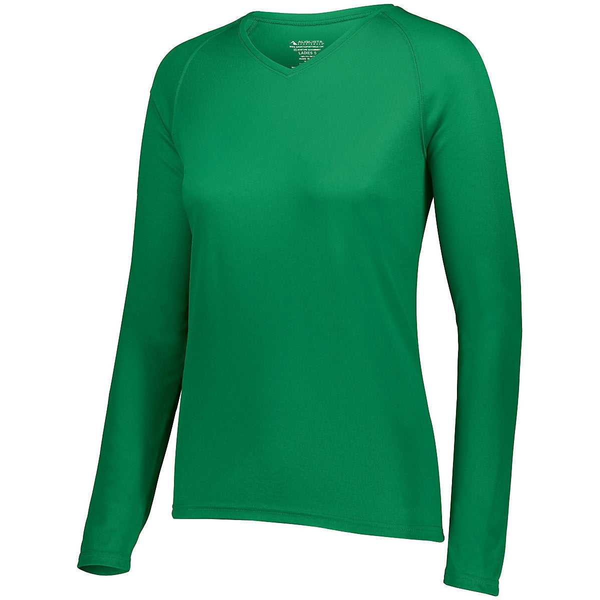 Augusta 2797 Ladies Attain Wicking Long Sleeve Shirt - Kelly - HIT a Double