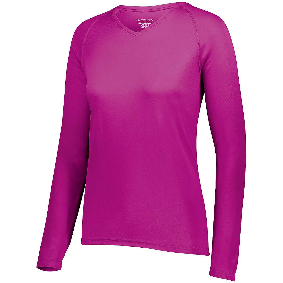 Augusta 2797 Ladies Attain Wicking Long Sleeve Shirt - Power Pink - HIT a Double