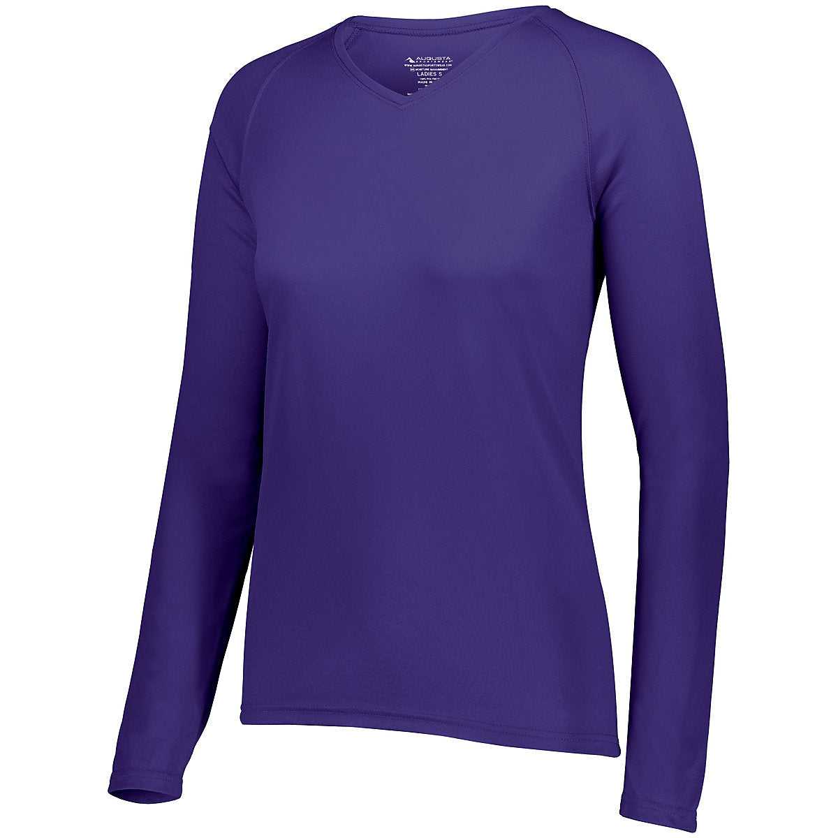 Augusta 2797 Ladies Attain Wicking Long Sleeve Shirt - Purple (Hlw) - HIT a Double