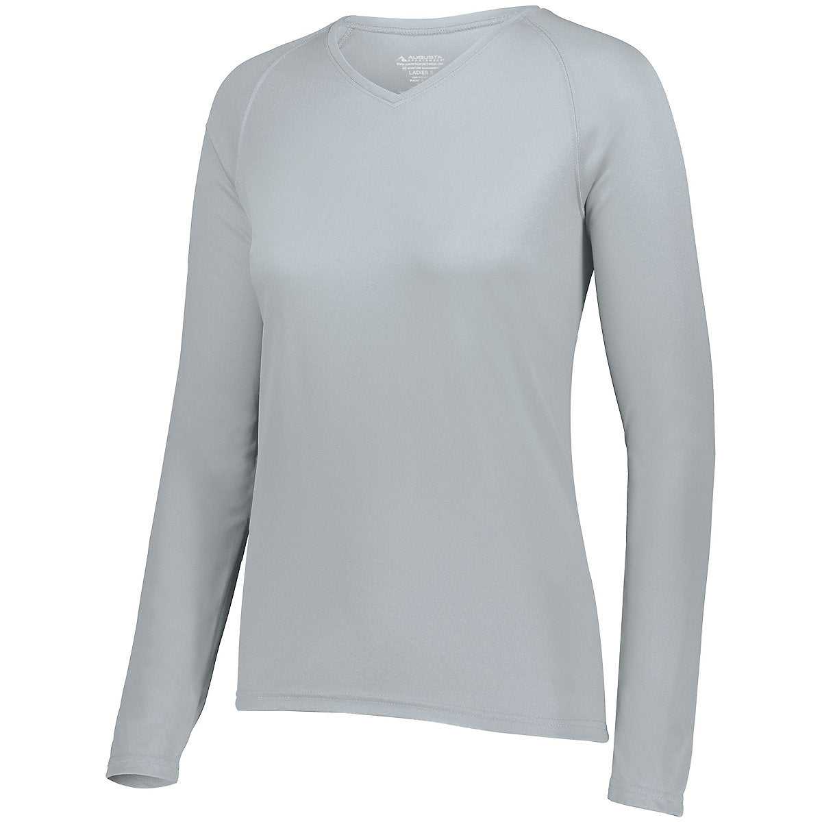 Augusta 2797 Ladies Attain Wicking Long Sleeve Shirt - Silver - HIT a Double