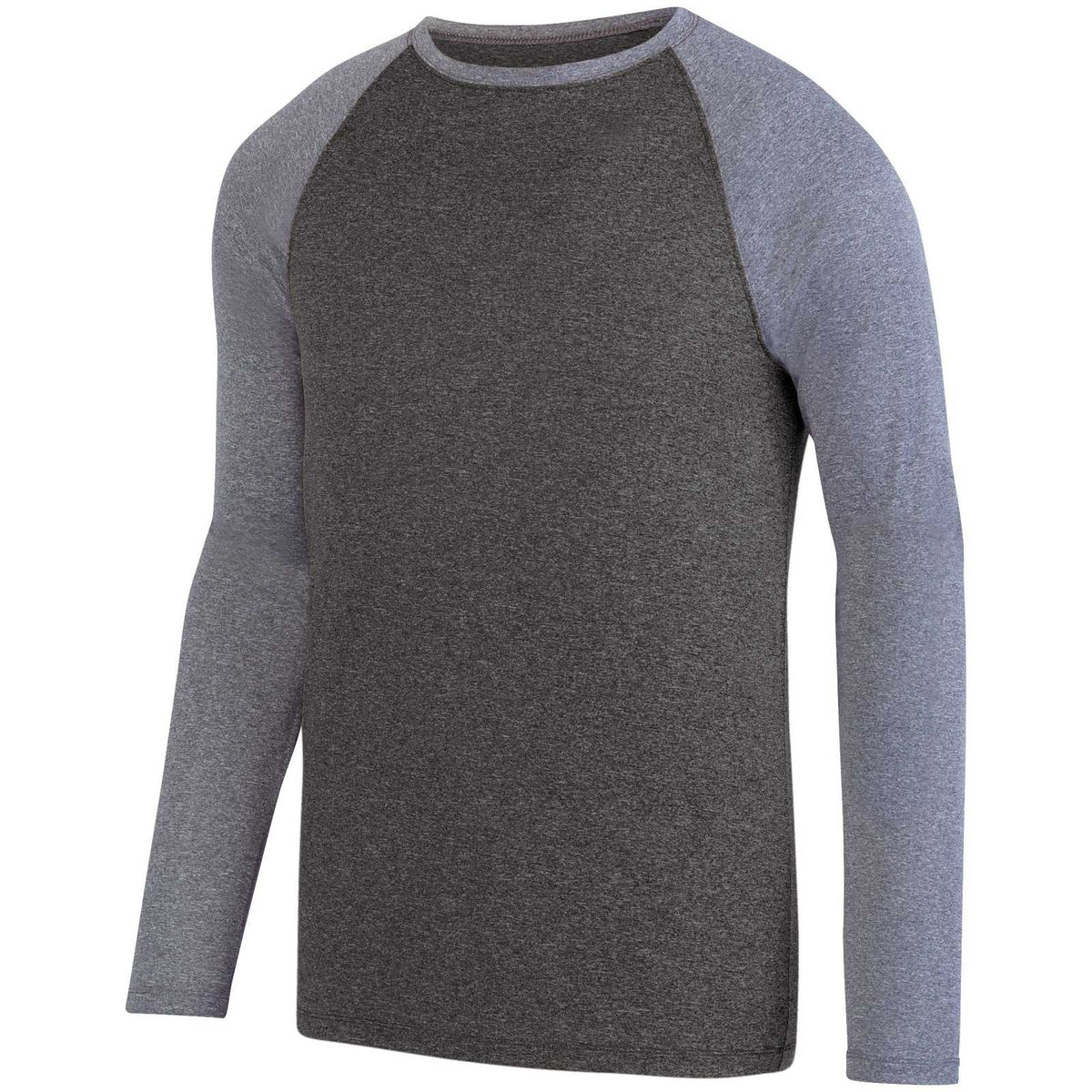 Augusta 2815 Kinergy Two Color Long Sleeve Raglan Tee - Black Heather Athletic Heather - HIT a Double
