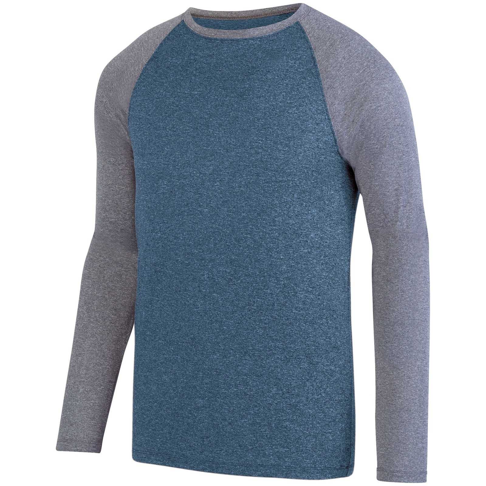 Augusta 2815 Kinergy Two Color Long Sleeve Raglan Tee - Navy Heather Graphite Heather - HIT a Double